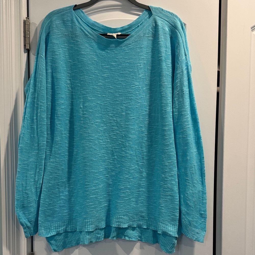 Eileen Fisher shirt/sweater. Beautiful turquoise. Womens XL. Good used cond.